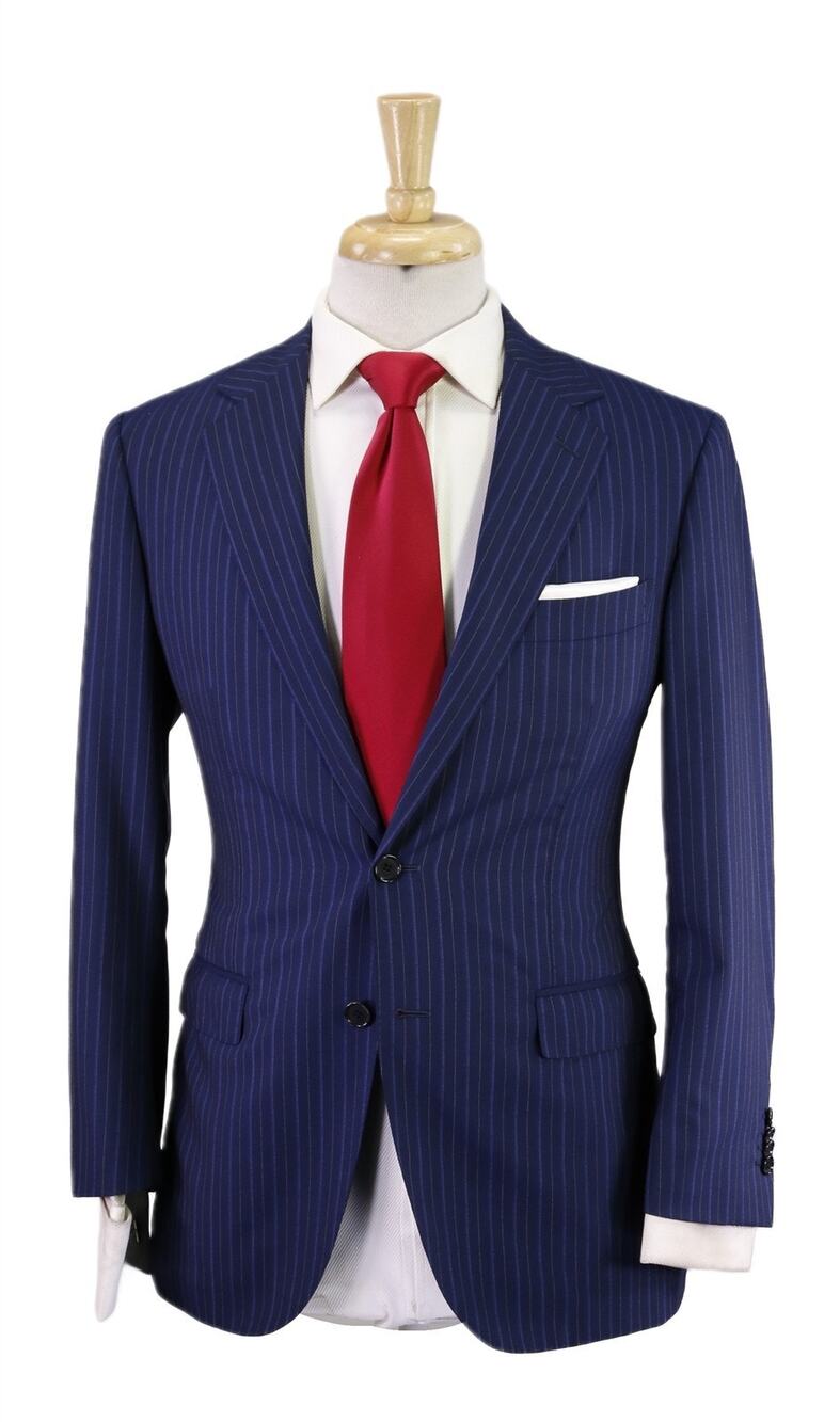 United Arrows Tokyo Japan Royal Blue Pinstripe 2-Btn Wool Suit 36S